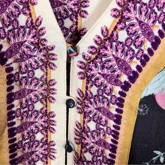 Free People Freshly Squeezed Knit Oversized Blouse Tie Sleeves Button Front XS - Picture 9 of 12